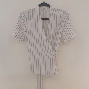 Aritzia Babaton Kaltag Pinstripe Wrap Top - XS